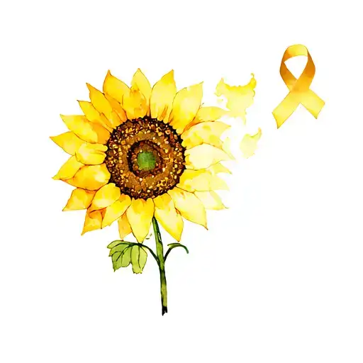 Sunflower With Yellow Endometriosis Awareness Ribbon
