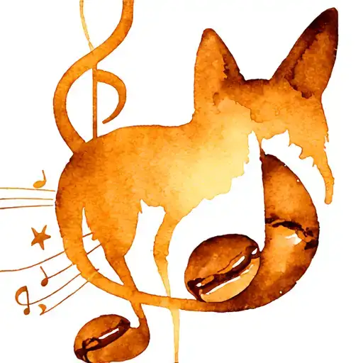 A Spiritual Interpretation Of A Music Note Intertwined With A Coffee Bean And A Cat Silhouette