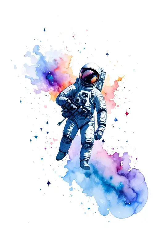 Astronauth And Nebula Merging Elements