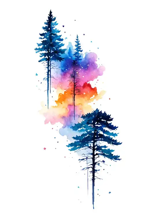 Astronauth And Nebula Merging Elements Like Trees
