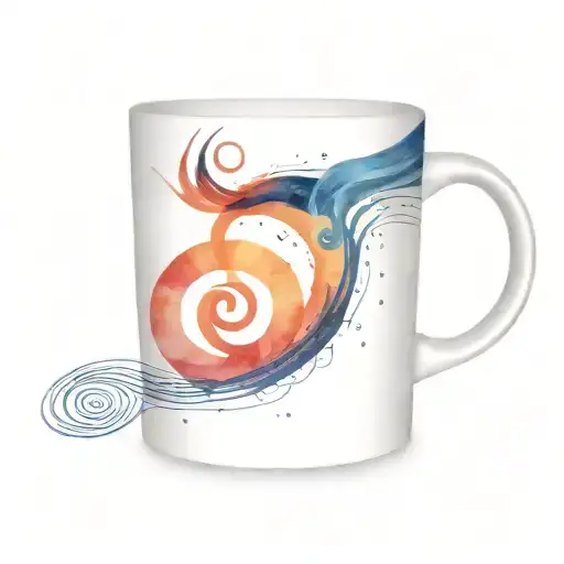 A Minimalist Coffee Mug With A Subtle Music Wave Design Wrapping Around It