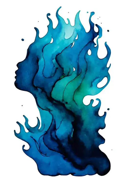 Abstract Flow Of Colours Include Black Lines And Outline That Resembles Fire