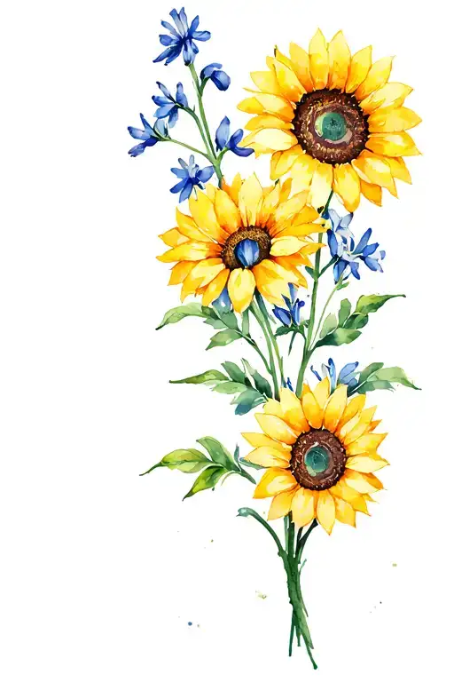 Bluebonnets Sunflowers