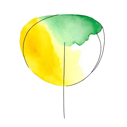 Yellow And Green Ellipse Shape Inspired By Line Work
