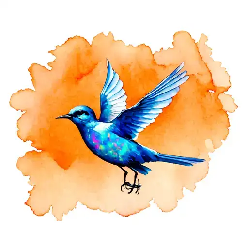 Opal With Blue Bird Flying