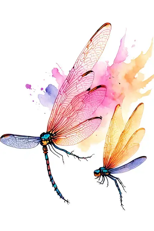 2 Dragonflies Flying