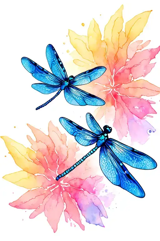 2 Dragonflies Flying Together