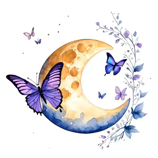 Moon And Butterfly Coming