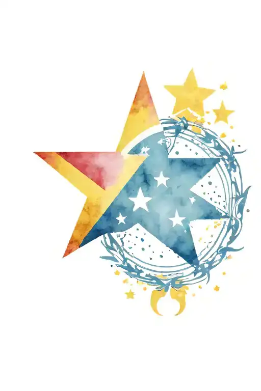 Puerto Rican Flag Waving Surrounded By A Yellow Star That Says Luly