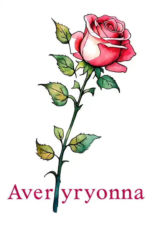 Rose With The Rose Stem Saying Averyonna