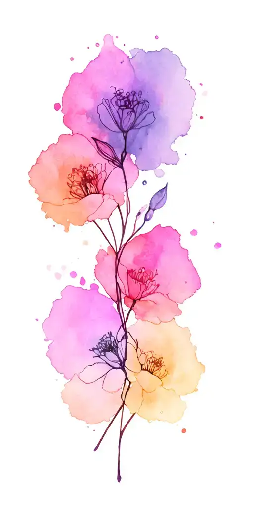 Watercolor Tattoo With Lines Going