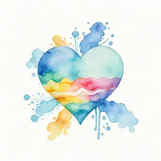 Heart Rainbow Watercolor Pride Flag Colors