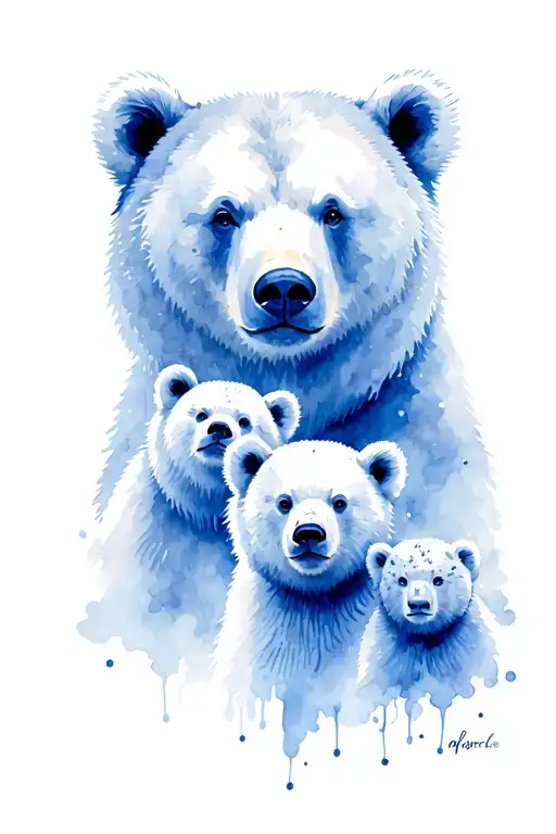 Bear And 3 Cubs Face Only