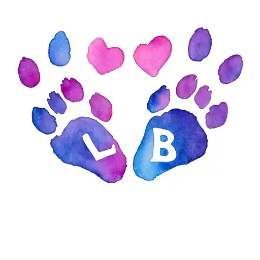 Two Dog Paws With The Letter L In One And B In The Other Together In A Heart