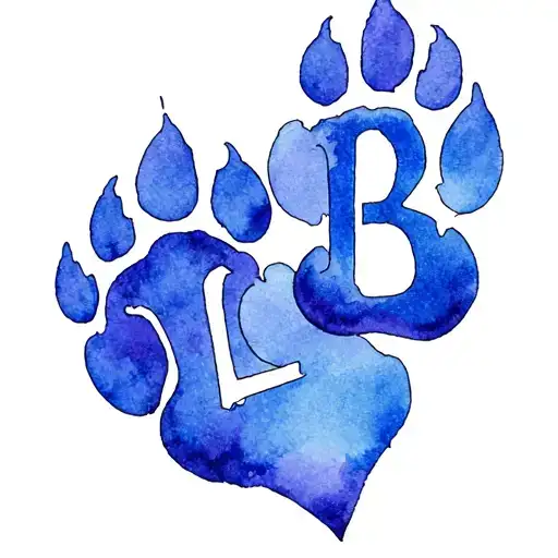 Two Dog Paws With The Letter L In One And B In The Other Together Inside A Heart