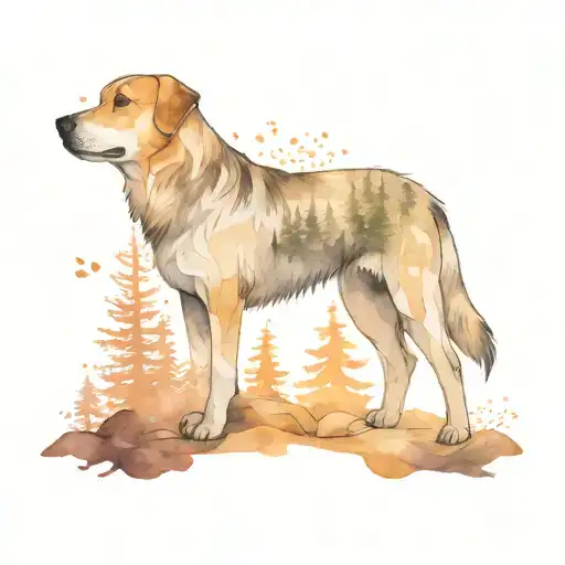 Dog With Forest Background
