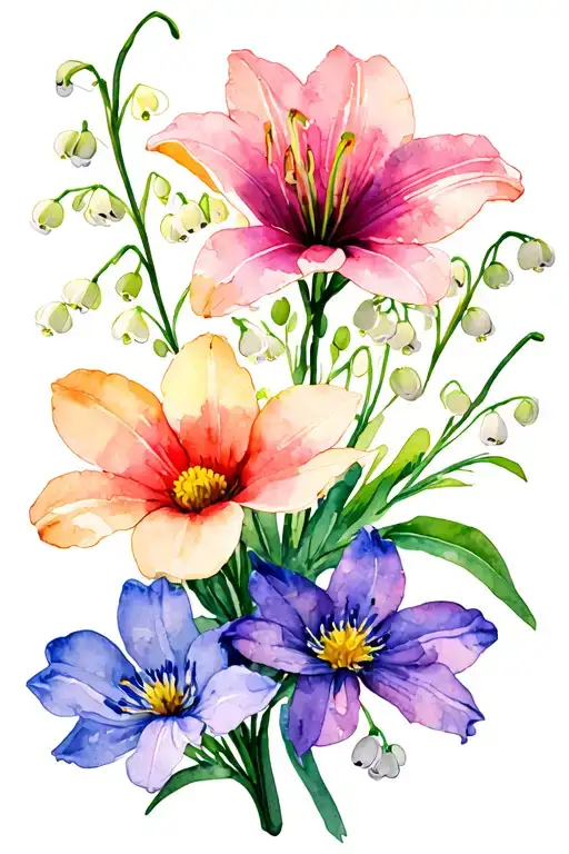 Lily Of The Valley Larkspur Cosmos Narcisus Flower Bouquet