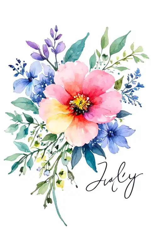 Feminine Cross With Birth Flowers For July And April