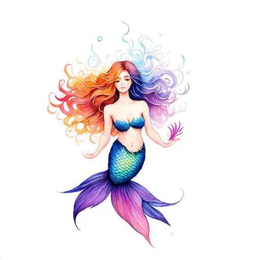 Full Body Mermaid With Hip Length Flowing Hair