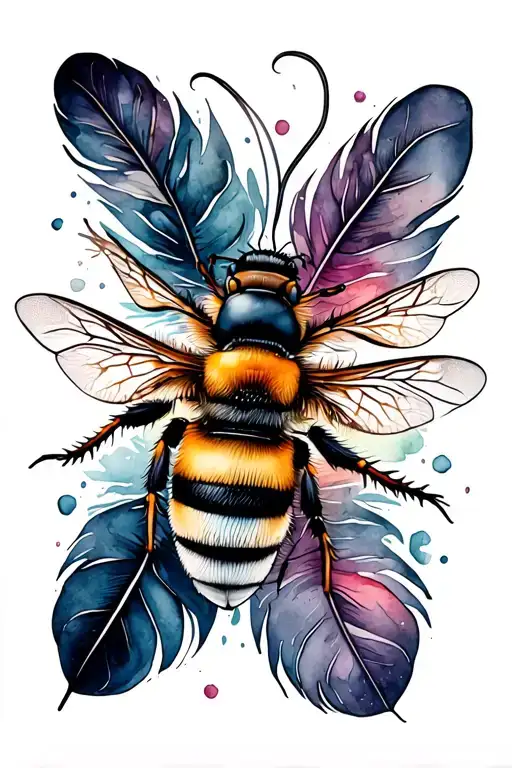 Feather And Bee Hovering