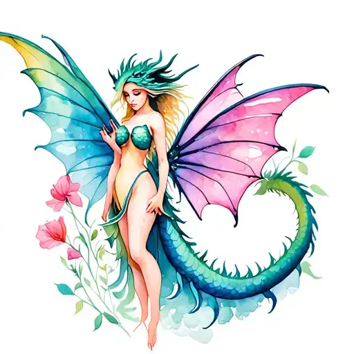 Dragon Fairy With Sweetpeas