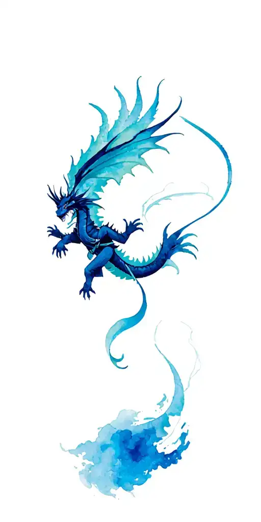 Colored Ninja Themed Tattoo With Dragon Flying