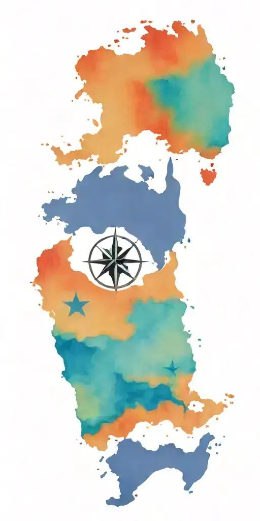 Australia Map Kangaroo Compass Sailboat Sailing