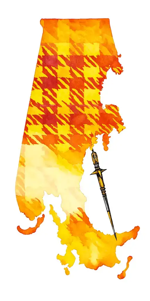 Alabama A In Houndstooth With Compass Behind It