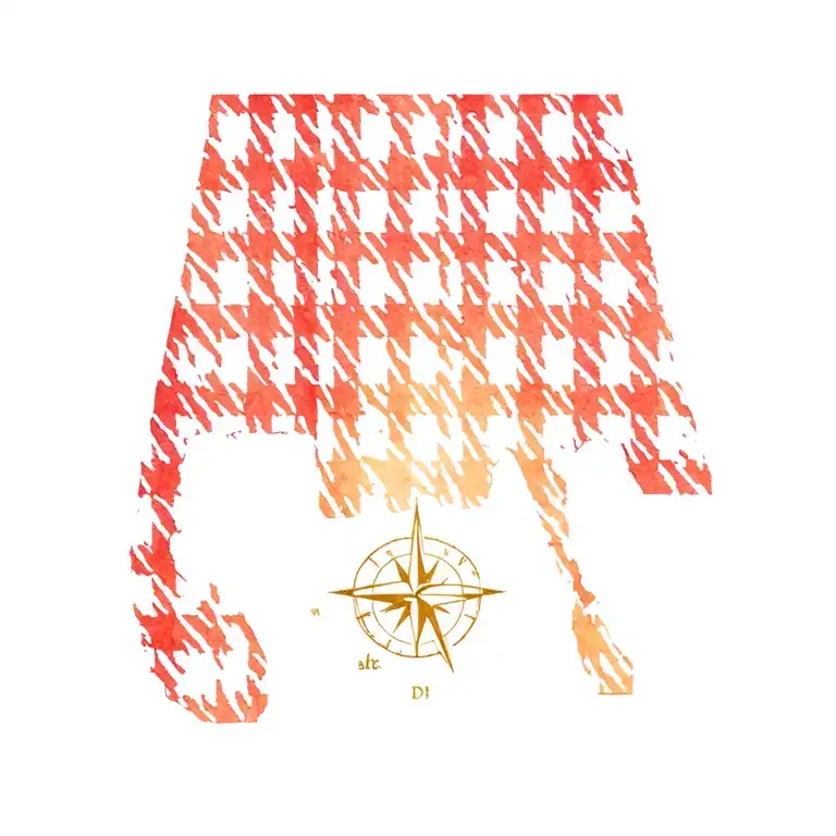 Alabama A In Houndstooth With Compass Behind It