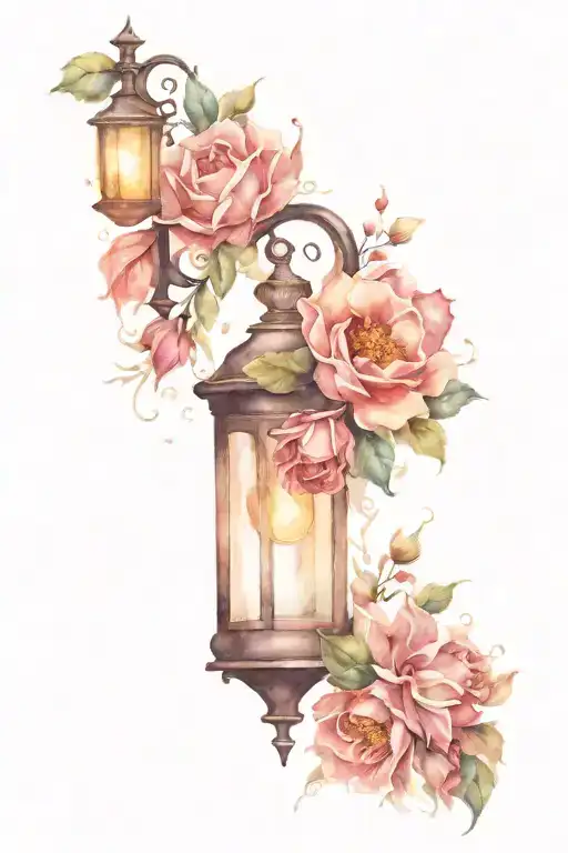 Flowers And Street Lamp