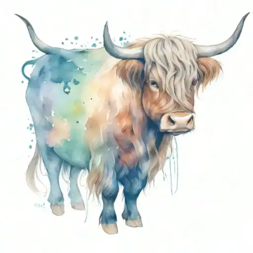 Highland Cow With Flying Owl