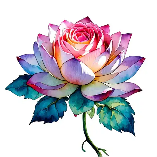 Rose Blooming Lotus Flower Roots Forming The Shape