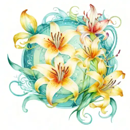 Spider Lily Pisces Sign With Butterflies