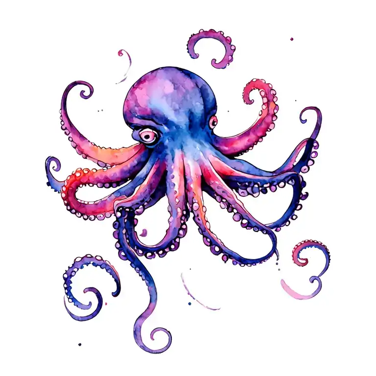 Octopus With Outstretched Tentacles Wrapping Around Shoulder