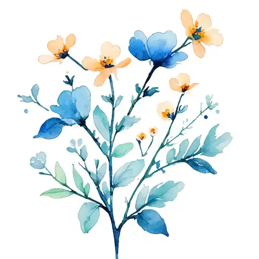 Flower Shoots Branches With Small Flowers Blooming