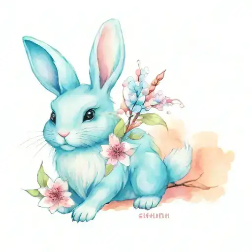 Fluffy Rabbit With Sakura