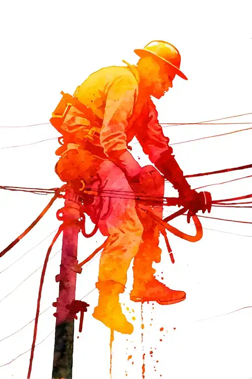 Lineman Working On Power Lines