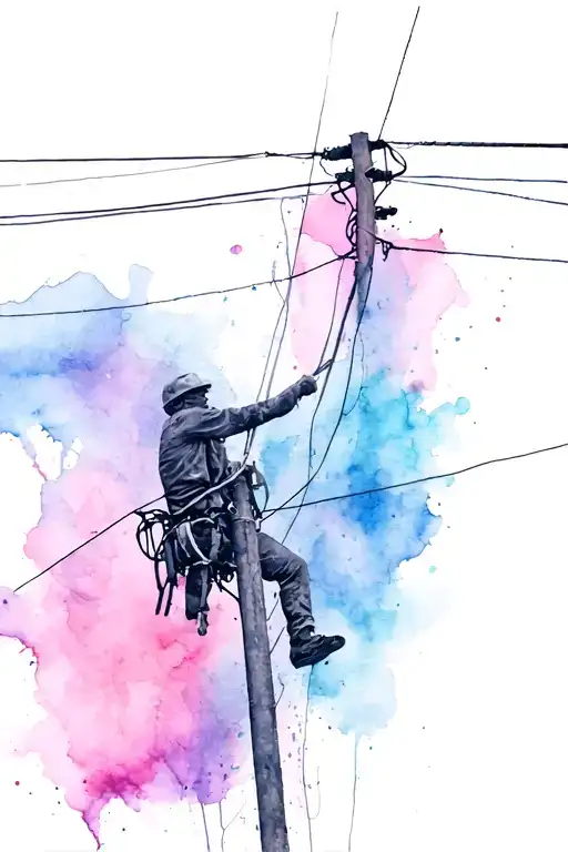 Lineman Climbing Power Lines