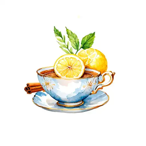 A Teacup With Lemon And Cinnamon Including The Gemini Constealltion
