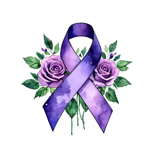 Purple Awareness Ribbon Made Of Roses Intertwined