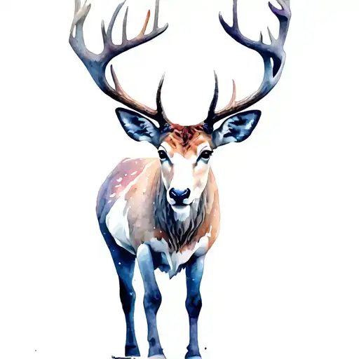 White Stag Walking Through A Dense