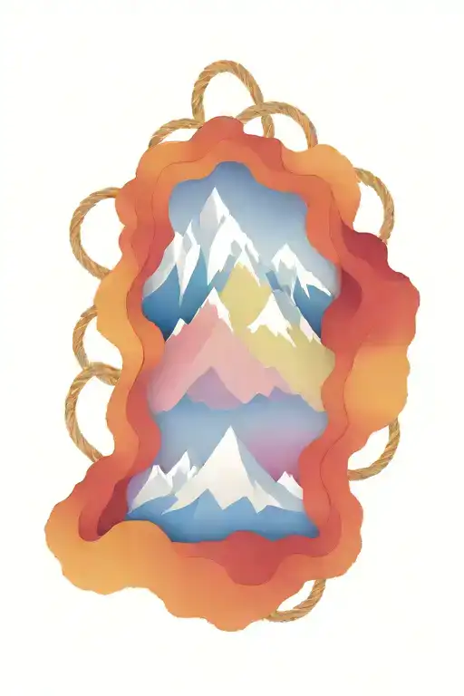 Swiss Mountains With Scouting Logo Intertwined With Rope