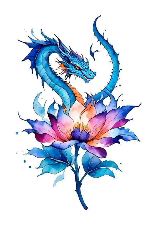 Sagittaruis With Dragon Intertwined Within Its Petals