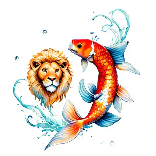 Lion And Koi Fish