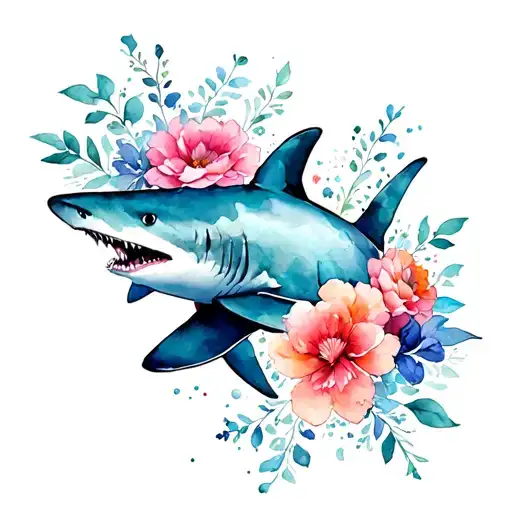 Shark And Flowers Intertwined