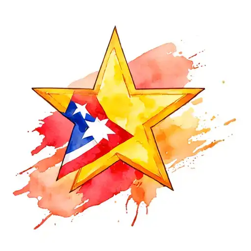 Cuban Star With Cuban Flag Color Inside