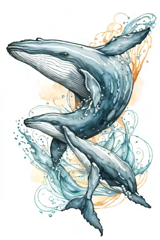 Humpback Whale Breaching Mother Holding Hands