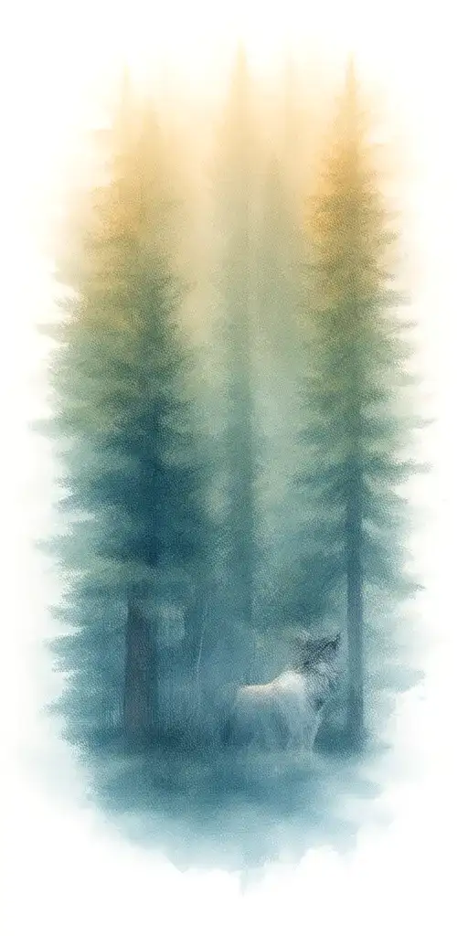 Massive Forest Landscape With Wolf In The Background