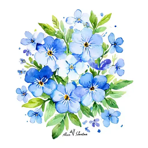 Forget Me Not Flowers Blooming With Name Tattoo Allison N Santana