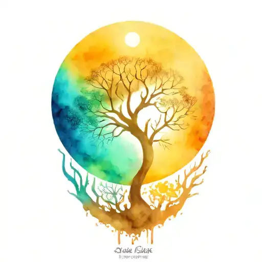 Tree Of Life And Sun And Moon